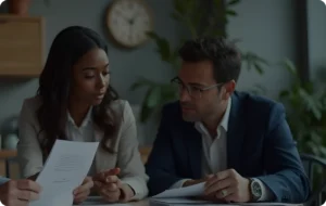 Client discussing his finances with CPA